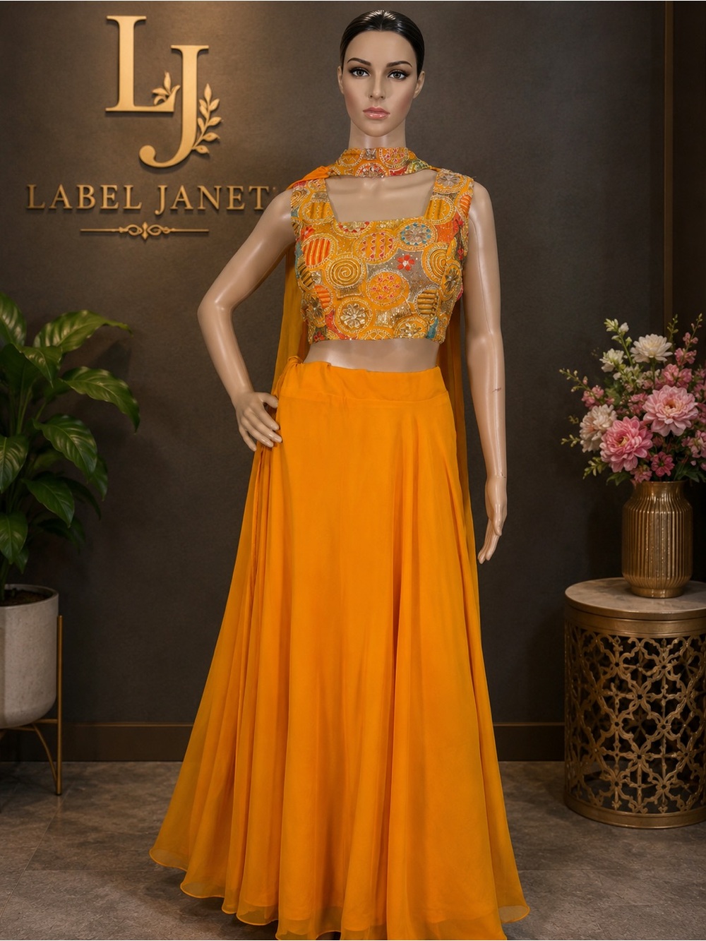 Brand new,yellow designer lehenga choli for women,Size - L(40”)